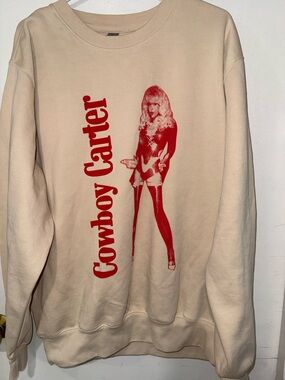 Cowboy Carter Graphic Sweatshirt in Cream with Red Print
